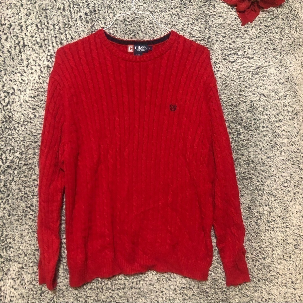 Men’s Red Chaps Sweater Crewneck  Size M in Excellent Used Condition